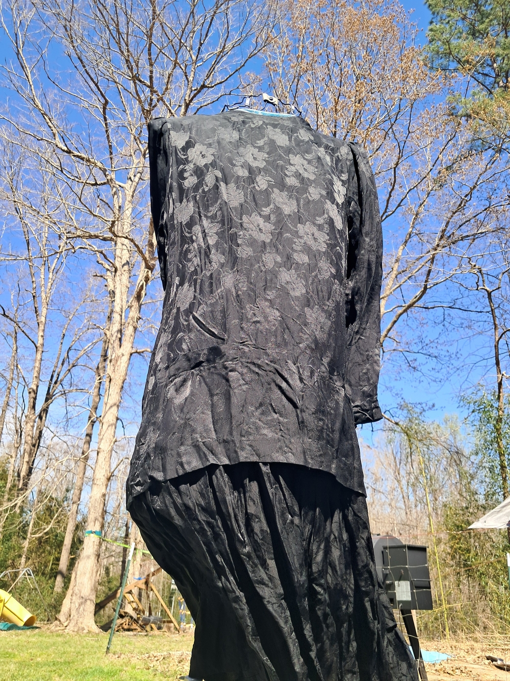 80s Does 20s Black Silk Dress